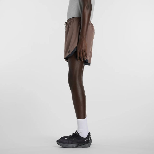 Side view of New Balance RC Essential Shorts 5" Men's in Cortado with slate grey colour