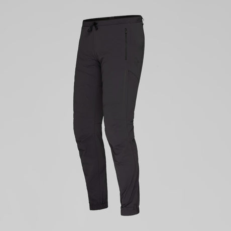 Side view of Norrona Senja Flex1 Trackster pants for men in caviar black colour
