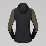 Back view of Norrona Senja Warm1 Hood women's in olive night colour