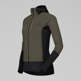 Side view of Norrona Senja Warm1 Hood women's in olive night colour