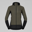 Front view of Norrona Senja Warm1 Hood women's in olive night colour