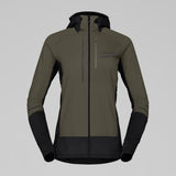 Front view of Norrona Senja Warm1 Hood women's in olive night colour