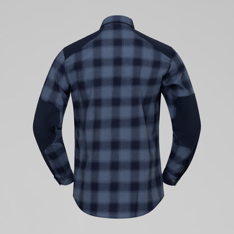 Back view of Norrona femund flannel shirt men' in navy blazer colour