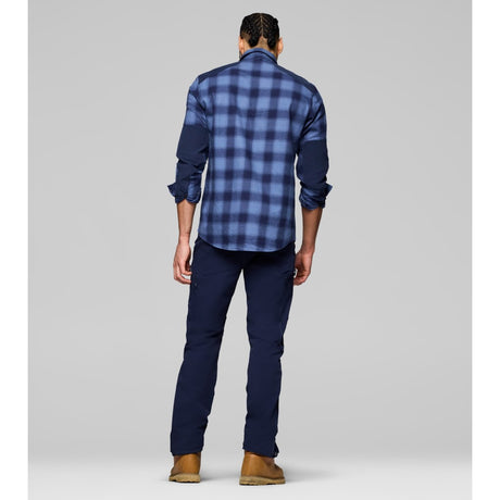 Back view of Norrona femund flannel shirt men' in navy blazer colour