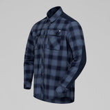 Side view of Norrona femund flannel shirt men' in navy blazer colour