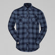 Front view of Norrona femund flannel shirt men' in navy blazer colour