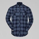 Front view of Norrona femund flannel shirt men' in navy blazer colour