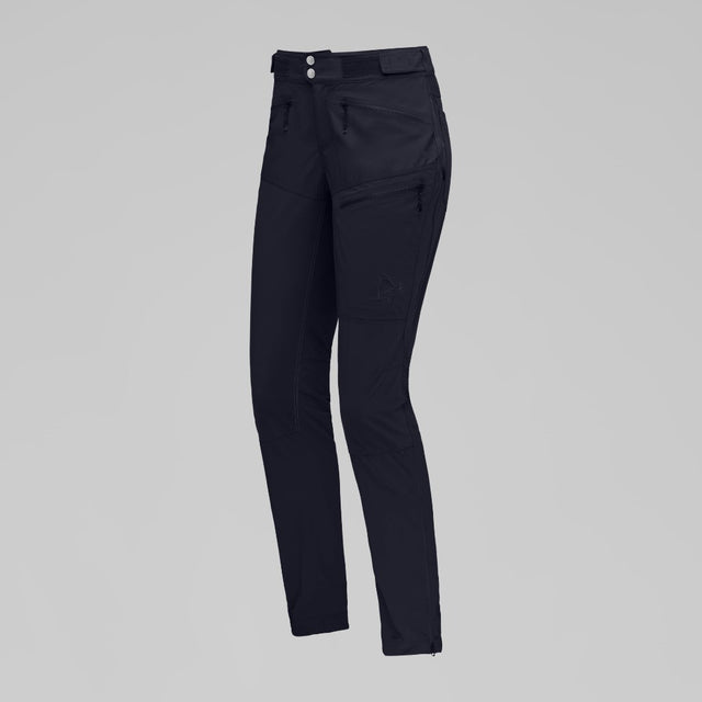 Side view of Norrona femund Flex1 lightweight pants women's in caviar black colour