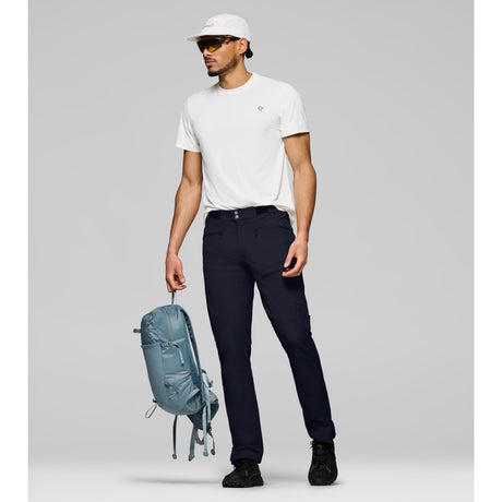 Front on-model view of Norrona femund Flex1 lightweight pants men's in caviar black colour