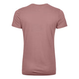 Back view of Ortovox women's 120 cool tec mtn stripe t-shirt in dusk rose colour