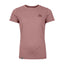 Front view of Ortovox women's 120 cool tec mtn stripe t-shirt in dusk rose colour
