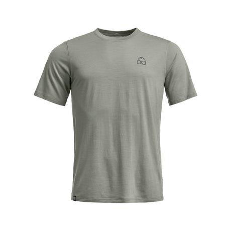 Front view of Ortovox 150 cool beanie T-shirt men's in green sage colour