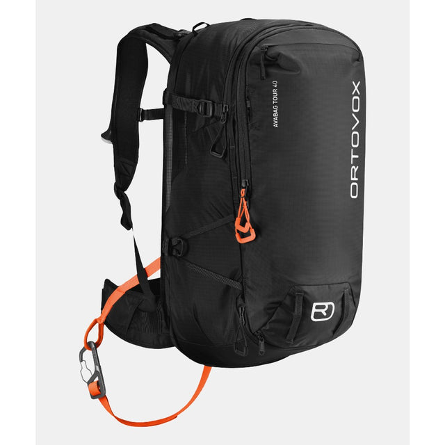 Front view of Ortovox Avabag litric tour 40 avalanche pack in Black Raven colour
