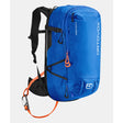 Front view of Ortovox Avabag litric tour 40 avalanche pack in Blue Note colour
