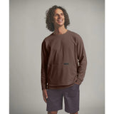 Front view on-model of Ortovox Men's Affinity Crew Neck in dark chestnut