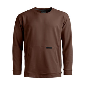 Front view of Ortovox Men's Affinity Crew Neck in dark chestnut