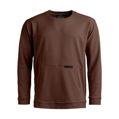 Front view of Ortovox Men's Affinity Crew Neck in dark chestnut