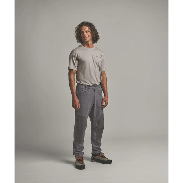 Front view on-model of Ortovox Affinity Plus Pants men's in Dark Grey Brown colour