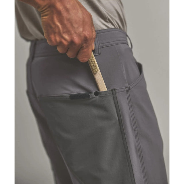 Pocket detail of Ortovox Affinity Plus Pants men's in Dark Grey Brown colour