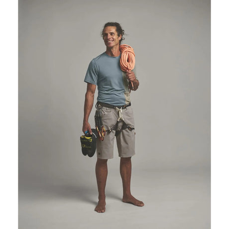 Front view on-model of Ortovox Affinity Plus Shorts Men's in Dark Linen colour