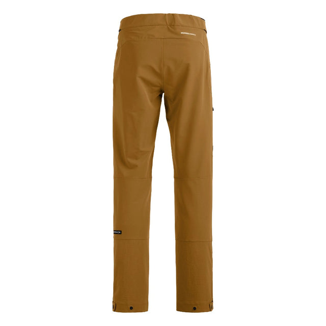 Back view of Ortovox Ortler Softshell pants men's in dark cumin colour