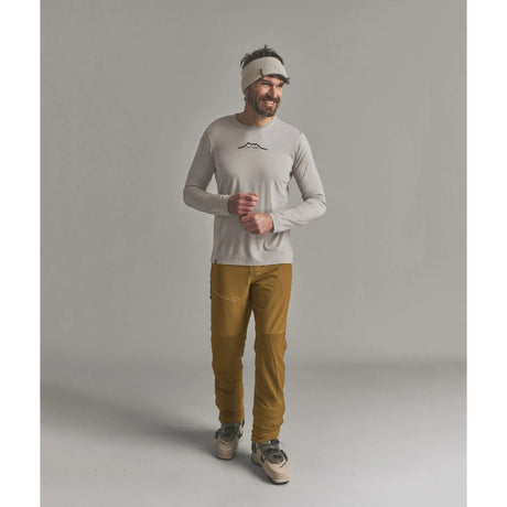 Front on-model view of Ortovox Ortler Softshell pants men's in dark cumin colour