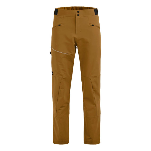 Front view of Ortovox Ortler Softshell pants men's in dark cumin colour