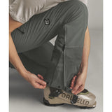 Boot detail view of Ortovox Ortler Softshell pants women's in dark sage colour