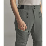 Pocket detail view of Ortovox Ortler Softshell pants women's in dark sage colour