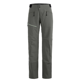 Front view of Ortovox Ortler Softshell pants women's in dark sage colour