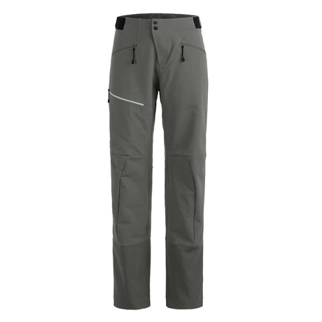 Front view of Ortovox Ortler Softshell pants women's in dark sage colour