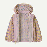 Front view of Patagonia Baggie Jacket in fruity times quiet violet colour