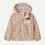 Front view of Patagonia Baggie Jacket in fruity times quiet violet colour