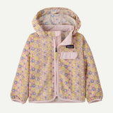 Front view of Patagonia Baggie Jacket in fruity times quiet violet colour