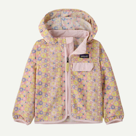 Front view of Patagonia Baggie Jacket in fruity times quiet violet colour