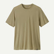 Front view of Patagonia's men's Capilene cool trail shirt in weathered stone