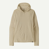 Front view of Patagonia Capilene Cool Ultra Hoody men's in pumice dyno white x-dye colour