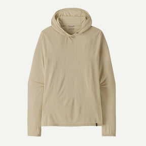 Front view of Patagonia Capilene Cool Ultra Hoody men's in pumice dyno white x-dye colour