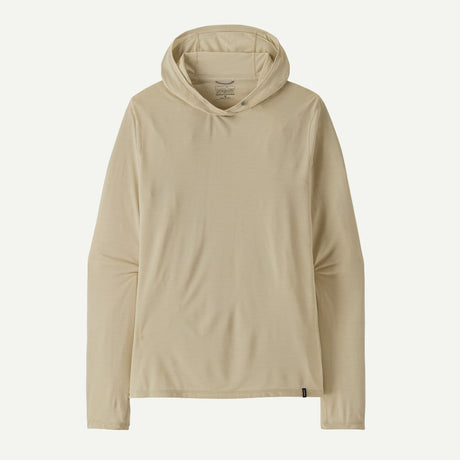 Front view of Patagonia Capilene Cool Ultra Hoody men's in pumice dyno white x-dye colour