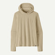 Front view of Patagonia Capilene Cool Ultra Hoody women's in pumice dyno white x-dye colour