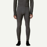 Front on-model view of Patagonia's Men Capilene Lightweight Bottoms in black colour