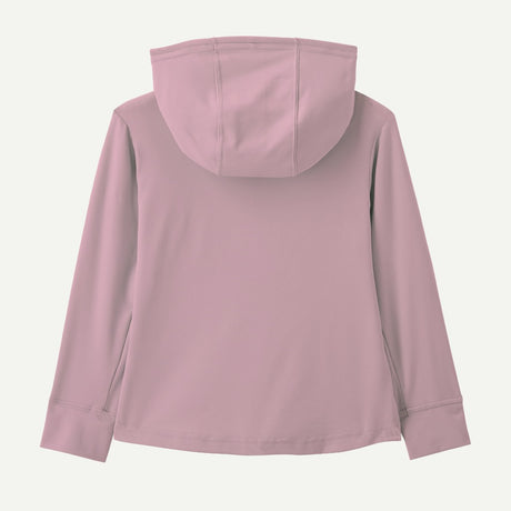 Back view of Patagonia Capiline W hoody in fitz roy superbloom quiet violet  colour