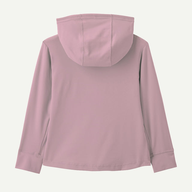 Back view of Patagonia Capiline W hoody in fitz roy superbloom quiet violet  colour