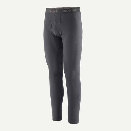 Front view of Patagonia's Men Capilene Thermal weight Bottoms in Smolder blue colour