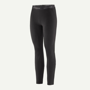Front view of Patagonia's capilene thermal weight bottoms women's in black colour