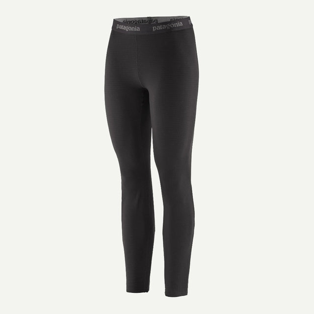 Front view of Patagonia's capilene thermal weight bottoms women's in black colour