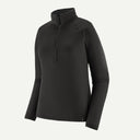 Front view of Patagonia's capilene thermal weight zip-neck women's in black colour