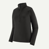 Front view of Patagonia's capilene thermal weight zip-neck women's in black colour