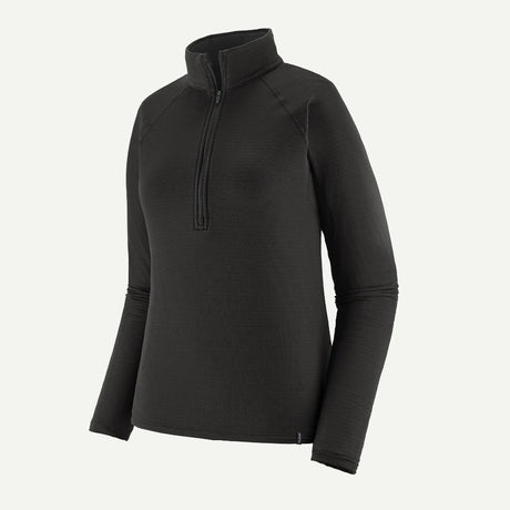 Front view of Patagonia's capilene thermal weight zip-neck women's in black colour