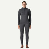 Front on-model view of Patagonia's capilene thermal weight zip-neck women's in smolder blue colour
